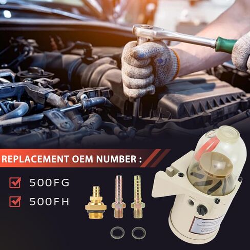 Diesel Fuel Filter Oil Water Separator for Turbine Marine Outboard Superior 60 GPH, 30 Micron Replace 500FH 500FG in Saudi Arabia