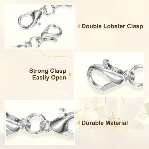 uxcell Bracelet Extender, 10Pcs - Double Lobster Claw Clasps Necklace Extenders, Connector Extension Clasp and Closure for DIY Making Jewelry Chain (25mm/0.98", Silver) in Saudi Arabia
