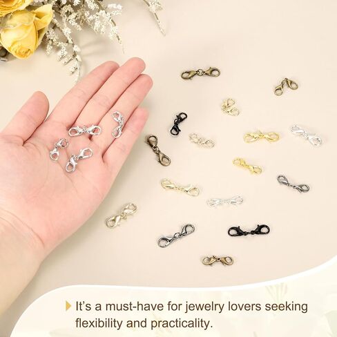 uxcell Bracelet Extender, 10Pcs - Double Lobster Claw Clasps Necklace Extenders, Connector Extension Clasp and Closure for DIY Making Jewelry Chain (25mm/0.98", Silver) in Saudi Arabia