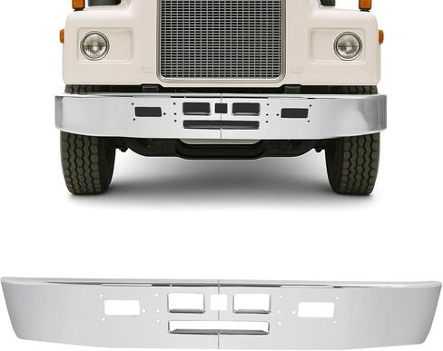 KUAFU Front Bumper Compatible with 1982-1991 Mack R600 R700 Models Steel Chrome Silvery in Saudi Arabia