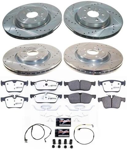 طقم فرامل أمامية وخلفية Power Stop لسيارة Jaguar F - Pace 2017-2020 [نموذج محدد] Z36 وسادات فرامل سيراميك من ألياف الكربون للشاحنة والقطر مع دوارات محفورة ومشقوقة K8204-36 in Kuwait