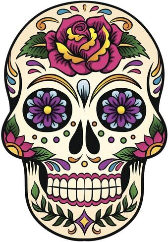 Magnet Dia de Los Muertos Multicolor Sugar Skull Magnetic Vinyl Magnet Bumper Sticker (12" Tall, 3) in Saudi Arabia