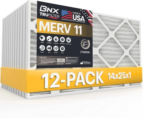 BNX 16x20x1 MERV 11 Air Filter 2 Pack - MADE IN USA - Electrostatic Pleated Air Conditioner HVAC AC Furnace Filters - Removes Dust, Mold, Pollen, Lint, Pet Dander, Smoke, Smog in Kuwait