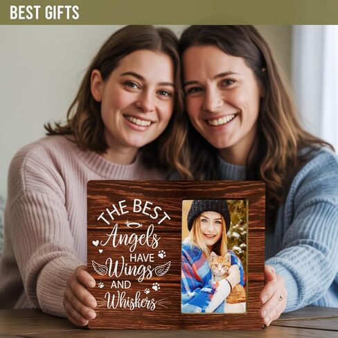 The Best Angels Have Wings and Whiskers Wood Picture Frame,Cat Memorial Wood Picture Frame for Pet Owner,Loss of Cat Pet Loss Wood Picture Frame in Saudi Arabia