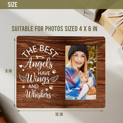 The Best Angels Have Wings and Whiskers Wood Picture Frame,Cat Memorial Wood Picture Frame for Pet Owner,Loss of Cat Pet Loss Wood Picture Frame in Saudi Arabia