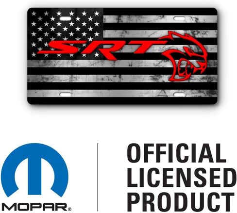 SRT Hellcat Vanity License Plate Cover for Cars & Trucks | Handcrafted in The USA | Stainless Steel Aluminum | UV Resistant | Universal Fit (Distressed Flag & Red) in Saudi Arabia