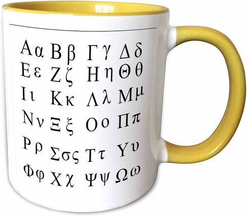 3dRose mug_38168_4 "Greek Alphabet" Two Tone Black Mug, 11 oz, Multicolor in Saudi Arabia