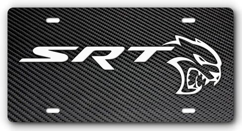 SRT Hellcat Vanity License Plate Cover for Cars & Trucks | Handcrafted in The USA | Stainless Steel Aluminum | UV Resistant | Universal Fit (Distressed Flag & Red) in Saudi Arabia