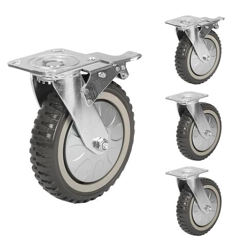 uyoyous 8 In Caster Wheels Industrial Heavy Duty Casters 4 Pack Anti-Skid Polychloride Swivel Casters Utility Cart Wheels with zinc top Plate 360 Degree Rotation Under 1760lb Wheel with Locking Brakes in Kuwait
