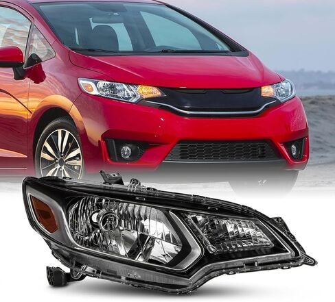 AKKON - Fits 2015 2016 2017 Honda Fit [Halogen Type] Chrome Headlight Headlamp Pair Driver+Passenger Replacement in Saudi Arabia