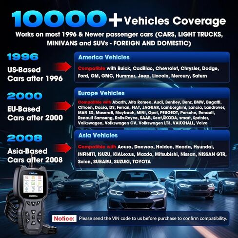 All Systems OBD2 Scanner, MA200 Plus Car Code Reader for 10000+ Car Models, with 6 Services Full OBD2 Live Data Battery Test Diagnostic Scan Tools Lifetime Free Upgrade in Saudi Arabia