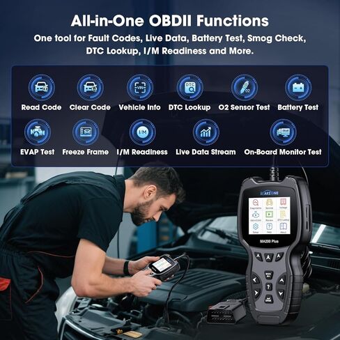 All Systems OBD2 Scanner, MA200 Plus Car Code Reader for 10000+ Car Models, with 6 Services Full OBD2 Live Data Battery Test Diagnostic Scan Tools Lifetime Free Upgrade in Saudi Arabia