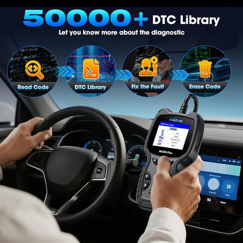 All Systems OBD2 Scanner, MA200 Plus Car Code Reader for 10000+ Car Models, with 6 Services Full OBD2 Live Data Battery Test Diagnostic Scan Tools Lifetime Free Upgrade in Saudi Arabia