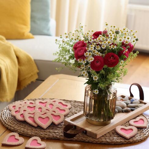 24 قطعة من بسكويت عيد الحب على شكل قلب ريفي، مزهرية على شكل قلب، حشو وعاء، حشو وردي مزيف، مجموعة من الكوكيز اللامعة لحفلات الزفاف، هدية عيد ميلاد، ديكور حفلات عيد الحب in Kuwait