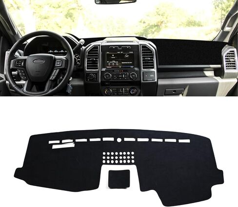 غطاء حصيرة لوحة القيادة xotic tech متوافق مع Ford F150 2015-2020 أسود ناعم من الجلد السويدي مقطوع مسبقًا مع وسادة سجادة واقية من وهج الشمس وخلفية غير قابلة للانزلاق in Saudi Arabia