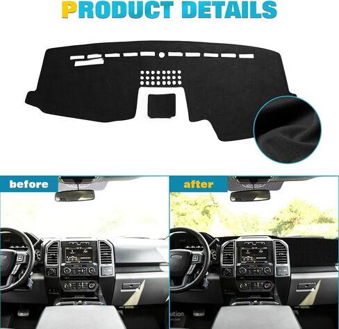 غطاء حصيرة لوحة القيادة xotic tech متوافق مع Ford F150 2015-2020 أسود ناعم من الجلد السويدي مقطوع مسبقًا مع وسادة سجادة واقية من وهج الشمس وخلفية غير قابلة للانزلاق in Saudi Arabia