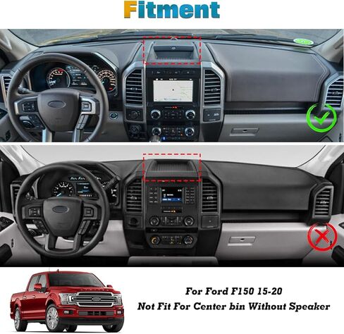 غطاء حصيرة لوحة القيادة xotic tech متوافق مع Ford F150 2015-2020 أسود ناعم من الجلد السويدي مقطوع مسبقًا مع وسادة سجادة واقية من وهج الشمس وخلفية غير قابلة للانزلاق in Saudi Arabia