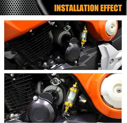 1 PC Car Fuel Filter for 0.31In Oil Pipe, Tempered Glass Motorcycle Filter Carburetor, Universal 1.1In x 3.62In Automotive Fuel Filter Cup for Scooter Quad (Gold & Transparent) in Saudi Arabia