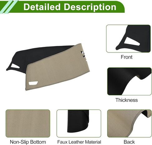 Faux Leather Dashboard Cover for BMW 7 Series 2009-2014 Dashboard Mat Anti-Slip Sun UV Heat Shield Protection Black 1 Pc in Saudi Arabia