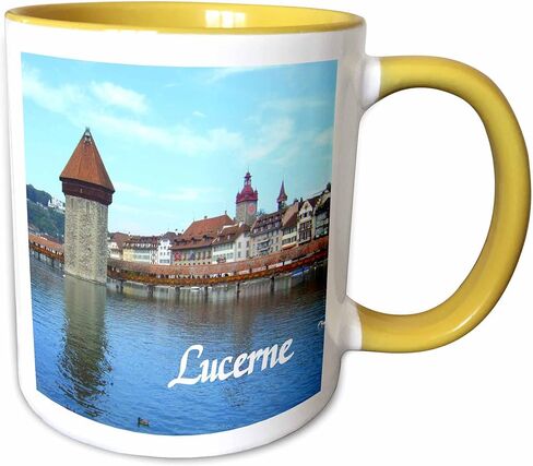 3dRose Lucerne-Town in Switzerland-Medieval Style Stone Tower Bridge Over Swiss Lake Mug, 11 oz, Ceramic in Saudi Arabia
