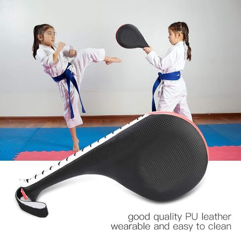 Taekwondo Kick Pad, High Dense Sponge Double Clapper Kicking Pad Striking Pad TKD Kicking Targets Training Paddles with Wrist Strap for Karate Taekwondo Kickboxing Training in Kuwait
