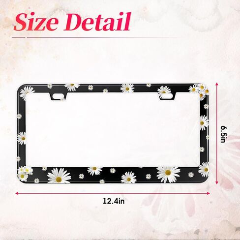 2PCS Cherry Blossoms License Plate Frame, Beautiful Pink Flowers License Plate Frames, Funny Auto Accessory Bracket Aluminum Metal Black License Plate Frames for Women Men in Saudi Arabia