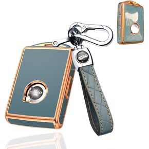 SANRILY 1 Pcs for Volvo Key Fob Cover XC90 XC60 S60 XC40 Keyless Full Covered Key Protector Shell with Keychain TPU Fashion Golden Edge Key Case Grey-Blue in Saudi Arabia