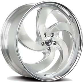 Strada Wheels RETRO 5 Custom Wheel - 22x9, 15 Offset, 5x127 Bolt Pattern, 78.1mm Hub - Silver with Brushed Face and SS Lip Rim in Kuwait