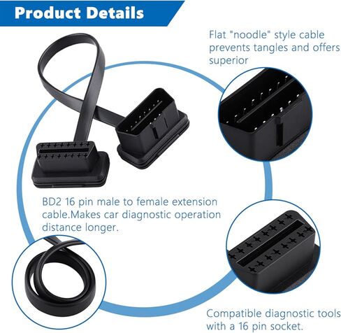 OBD2 Extension Cable 16 Pin Male to Female Right Angle Diagnostic Adapter Wire for Car Scanner Tool, OBDII Cable Extension Cord in Saudi Arabia