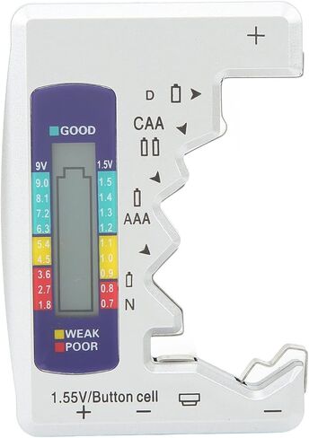 Digital Battery Capacity Meter Tester Analyzer - LCD Screen, Wide Compatibility - for Carbon, Zinc and Batteries - Stable and - Scratch ABS (Silver) in Saudi Arabia