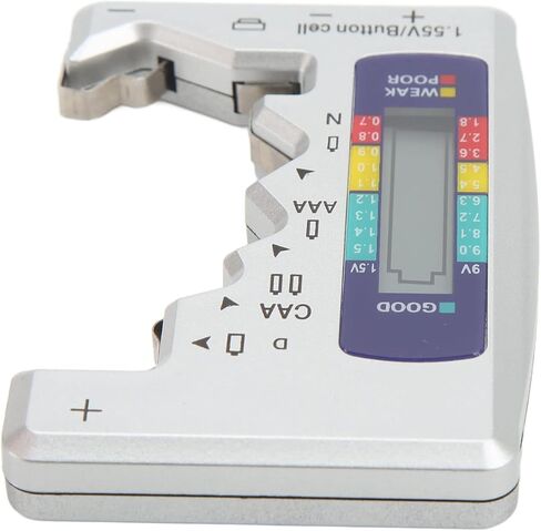 Digital Battery Capacity Meter Tester Analyzer - LCD Screen, Wide Compatibility - for Carbon, Zinc and Batteries - Stable and - Scratch ABS (Silver) in Saudi Arabia