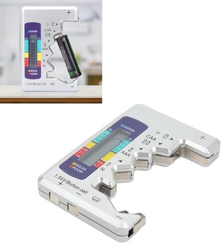 Digital Battery Capacity Meter Tester Analyzer - LCD Screen, Wide Compatibility - for Carbon, Zinc and Batteries - Stable and - Scratch ABS (Silver) in Saudi Arabia
