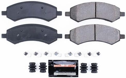 Power Stop Z23-1084 Front Z23 Evolution Sport وسادات فرامل سيراميك مملوءة بألياف الكربون مع أجهزة لكرايسلر أسبن دودج داكوتا دورانجو رام 1500 جيب J8 ميتسوبيشي رايدر [محدد بالتطبيق] in Saudi Arabia