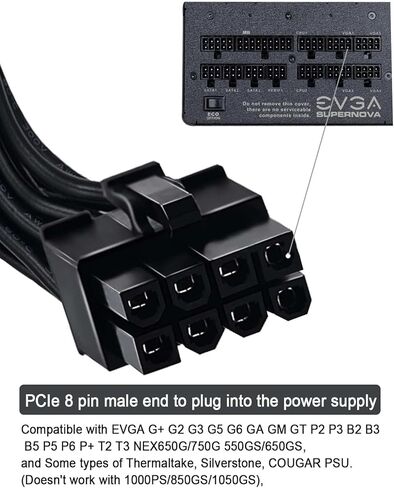 COMeap PCIE Cable for EVGA, PCIe 8 Pin Male to Dual PCIe 8 Pin (6+2) Male GPU Power Cable for EVGA Power Supply 25-inch(63cm) Black in Kuwait