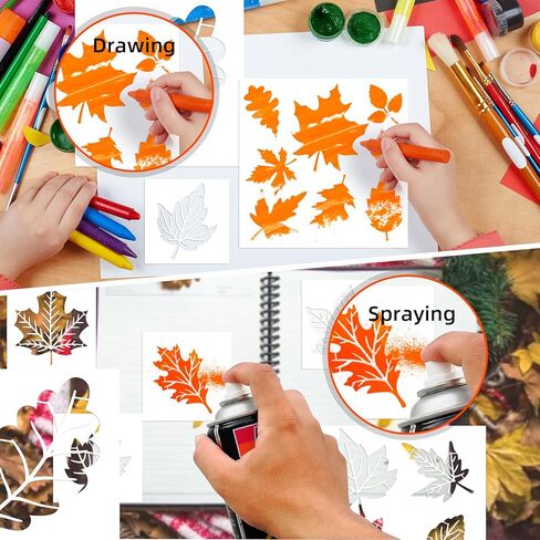 Fall Painting Stencils Maple Leaves Stencils Autumn Leaves Stencil Thanksgiving Plastic Leaf Pattern Stencil Templates for Painting on Wood, Floor, Wall DIY Farmhouse Home Decor (Maple Leaves) in Saudi Arabia