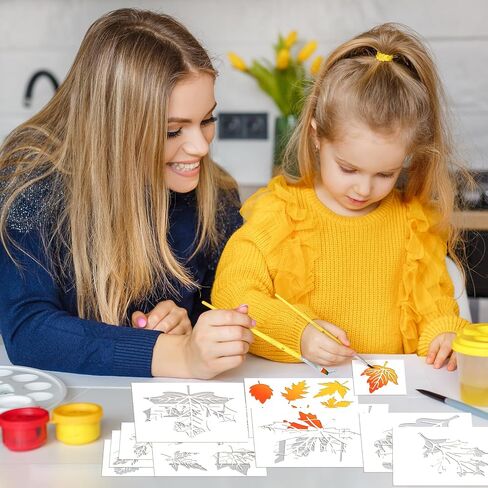 Fall Painting Stencils Maple Leaves Stencils Autumn Leaves Stencil Thanksgiving Plastic Leaf Pattern Stencil Templates for Painting on Wood, Floor, Wall DIY Farmhouse Home Decor (Maple Leaves) in Saudi Arabia