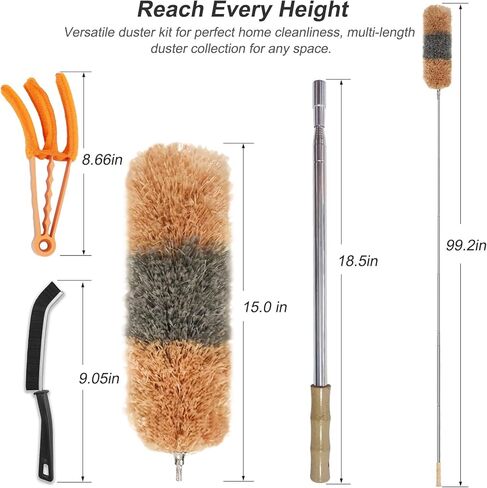 منفضة قابلة للتمديد مع عمود قابل للتطوير مقاس 84 بوصة، ورأس من الألياف الدقيقة مقاس 15 بوصة، وتصميم قابل للانحناء للسقف العالي، والمروحة، والسيارة in Kuwait