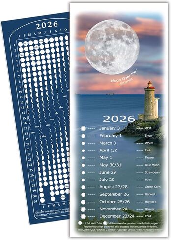 Moon Calendar 2026, MoonMaggy - 3-Set -3 Magnetic Fridge Calendars plus 3 Moon Over Me Almanac Information Cards in Saudi Arabia
