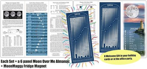 Moon Calendar 2026, MoonMaggy - 3-Set -3 Magnetic Fridge Calendars plus 3 Moon Over Me Almanac Information Cards in Saudi Arabia