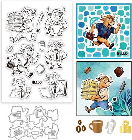 GLOBLELAND Cartoon Mice Cheese Clear Stamps and Cutting Dies Set for Card Making Funny Animals Silicone Transparent Stamp Chef Mouse Die Cuts for DIY Scrapbooking Embossing Photo Album in Saudi Arabia