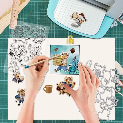 GLOBLELAND Cartoon Mice Cheese Clear Stamps and Cutting Dies Set for Card Making Funny Animals Silicone Transparent Stamp Chef Mouse Die Cuts for DIY Scrapbooking Embossing Photo Album in Saudi Arabia