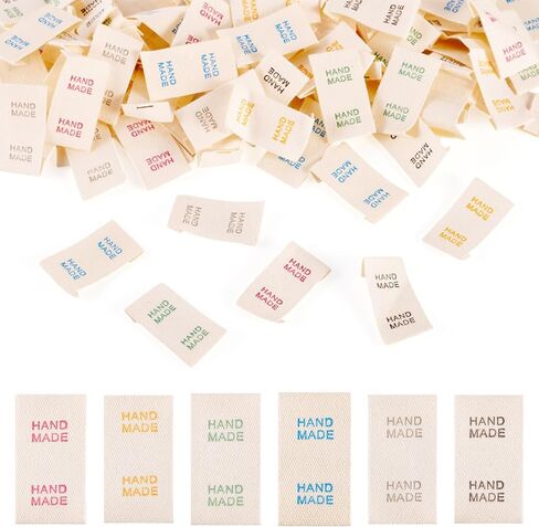 90Pcs Cotton Sewing Labels for Knitting Handmade Cloth Labels Art Woven Tag Cotton Knitting Crafts for Garment Sewing DIY Crafts Handmade Items in Saudi Arabia