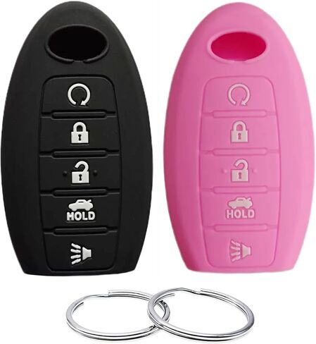 Silicone Rubber Key Fob Cover Compatible with 2013-2019 Infiniti JX35 Q50 Q60 QX56 QX60 QX80 S180144014 7812D-S180014 KR5S180144014 (Black Red) in Saudi Arabia