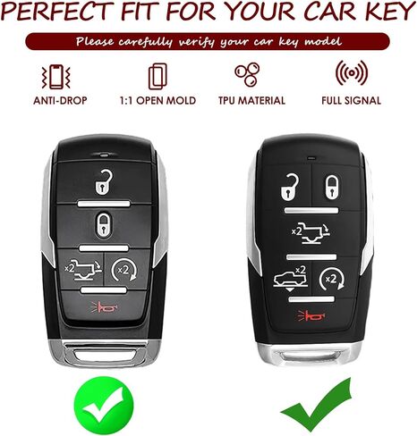 2PCS متوافق مع دودج رام مفتاح فوب غطاء واضح يناسب 2019 2020 2021 2022 2023 2024 2025 RAM 1500/2500/3500/4500/5500 Longhorn/TRX 3 4 5 6 أزرار واضحة in Saudi Arabia