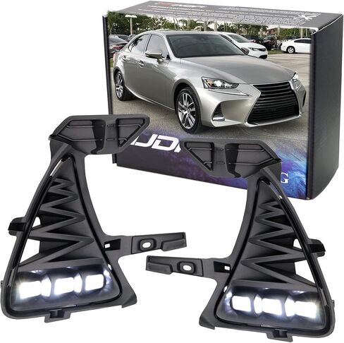 iJDMTOY JDM Tri-Projector Lens LED Fog Light Garnish Bezels Compatible with 2017-2020 Lexus is (IS200t IS250 IS300 IS350), Powered by 6500K White High Power LED Diodes in Saudi Arabia