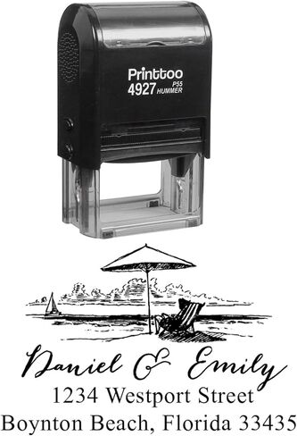 Printtoo Custom Beach Monogram Self Inking Return Address Personalized Envelope Rubber Stamp-Black in Saudi Arabia