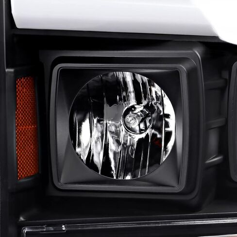 SPEC-D ضبط المصابيح الأمامية لجهاز العرض الأسود مع أنبوب LED متوافق مع 1999-2004 Ford F-250، F-350، F-450 SuperDuty، مجموعة المصابيح الأمامية اليسرى + اليمنى in Saudi Arabia