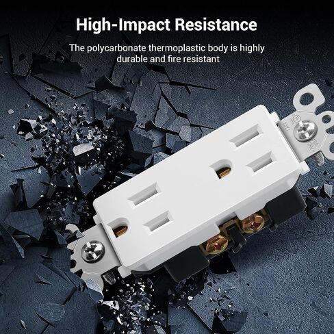 DEWENWILS 10 عبوات من منافذ الحائط الحديثة، منفذ وعاء الديكور، منفذ المقابس القياسي، 20 أمبير/125 فولت/2500 وات، مخرج كهربائي مقاوم للعبث (TR)، أرضي ذاتي، ثنائي القطب، 3 أسلاك، مدرج في قائمة UL، أبيض in Kuwait