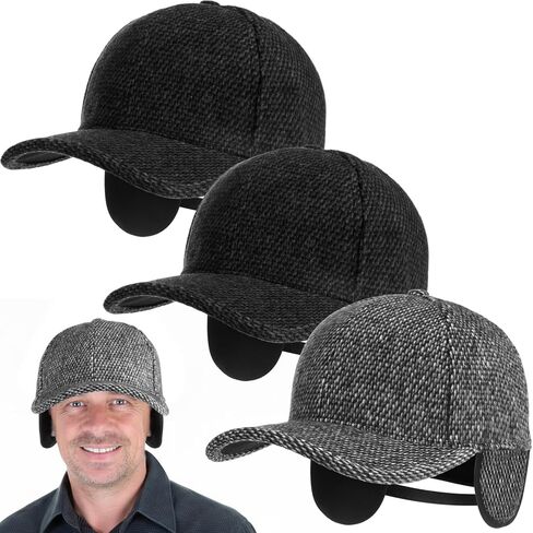 Coume 3 Pack Winter Baseball Cap with Ear Flaps Baseball Winter Hats with Earmuffs for Men Outdoor Sports Running in Saudi Arabia