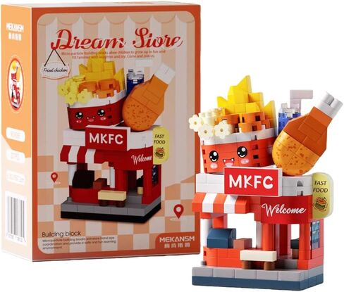 Fried Chicken Shop Block Model, Mini Brands Fast Food Building Set, Micro-Particle Architecture Model for Desktop Display Collection in Saudi Arabia